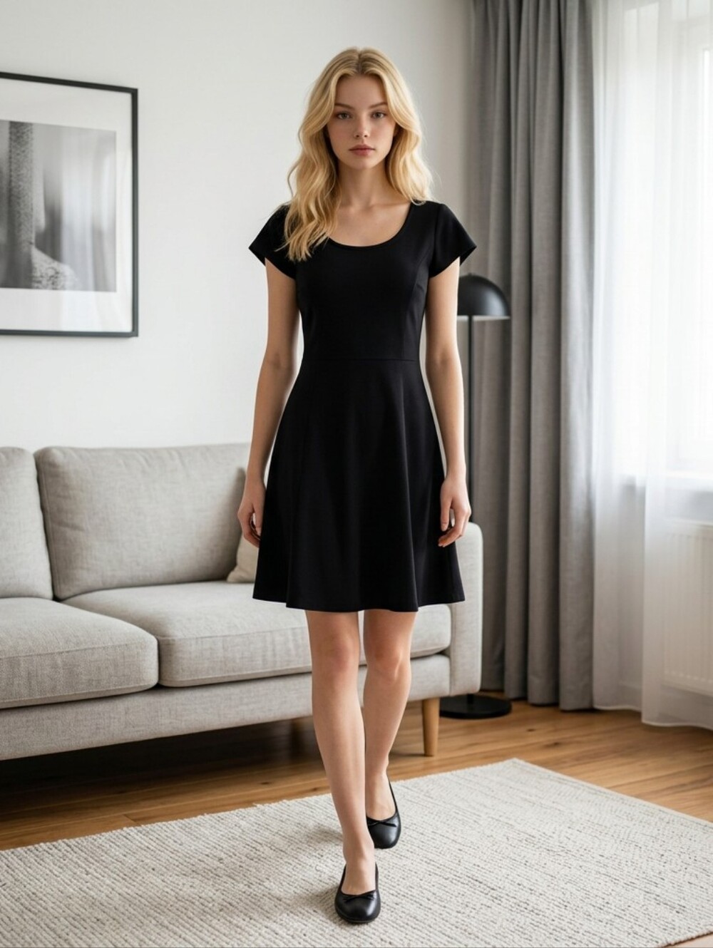 Tommy Hilfiger Black Flutter Sleeve Midi Dress
